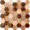 Drops stone brown hex Mozaika cienna 300x298 Mat + Poysk [TUBDZIN]