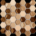 Drops stone brown hex Mozaika ścienna 300 x 298 mm / 8 mm Mat + Połysk [TUBĄDZIN]